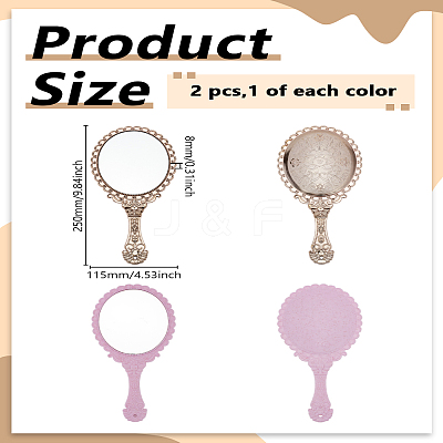 2Pcs 2 Colors Plastic Mirror AJEW-LP0012-13-1