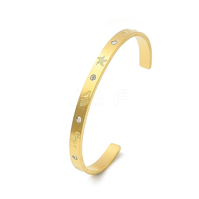 304 Stainless Steel Cuff Bangles BJEW-P348-02A-G-1