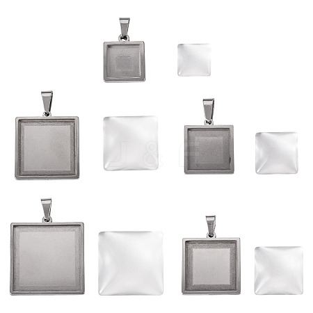6Pcs 6 Styles 304 Stainless Steel Pendant Cabochon Settings STAS-TA0001-47A-1