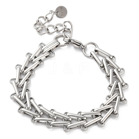 304 Stainless Steel Triangle Link Chain Bracelets for Women BJEW-G712-10P-1