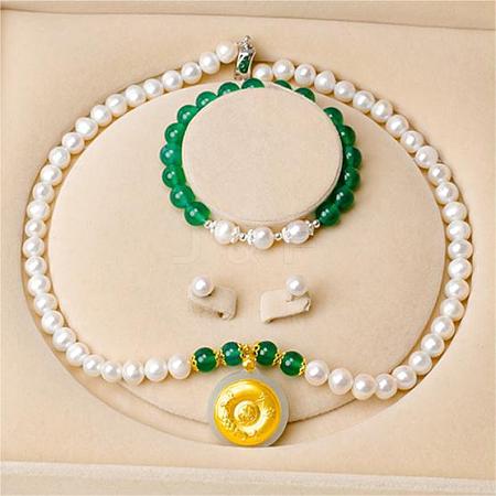 Natural Freshwater Pearl Beaded Necklace & Bracelets & Earrings Sets for Women WGE4EAE-18-1