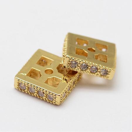 Brass Micro Pave Cubic Zirconia Spacer Beads ZIRC-F038-05G-FF-1