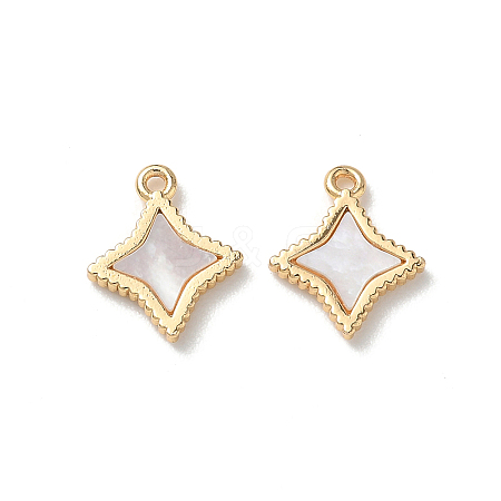 Brass Natural Shell Pendants KK-P355-21G-1