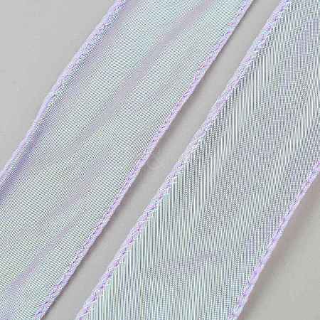10 Yards Polyester Iridescent Lace Ribbon OCOR-WH20001-12B-1