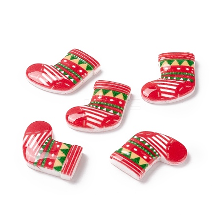 Christmas Themed Opaque Resin Cabochons CRES-P022-09-1