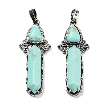 Synthetic Turquoise Sword Big Pendants G-Q163-08AS-09-1