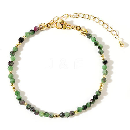 Bohemian Style Faceted Round Natural Ruby in Zoisite Bead Bracelets Women's Fashion Jewelry LW5248-4-1