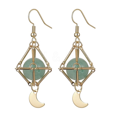 Natural Green Aventurine Dangle Earrings EJEW-JE05499-03-1
