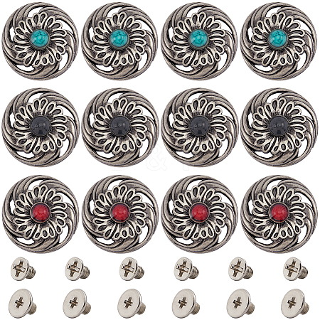 12 Sets 3 Colors Alloy Decorative Rivets FIND-GF0006-34-1