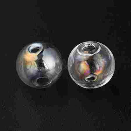 Handmade Two Holes Blown Glass Globe Beads FIND-WH0104-01B-1