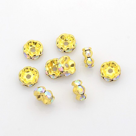 Brass Rhinestone Spacer Beads X-RSB030NF-02G-1