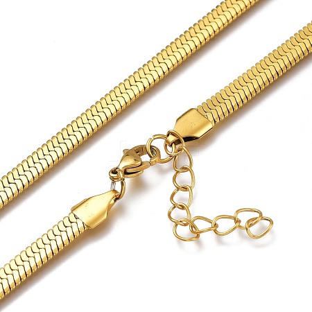 Unisex 304 Stainless Steel Herringbone Chain Necklaces X-NJEW-O119-01B-G-1
