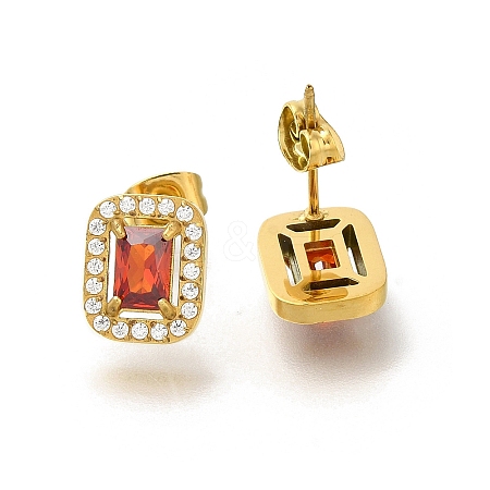Ion Plating(IP) 304 Stainless Steel Stud Earrings EJEW-H018-01G-06-1