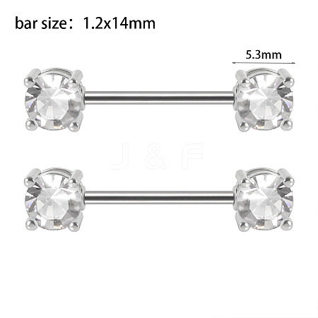 304 Stainless Steel Clear Cubic Zirconia Nipple Rings WG434B5-09-1