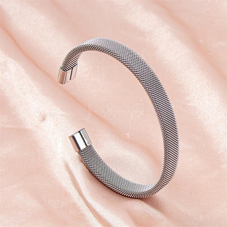 Elegant and Stylish Design Mesh Chain 304 Stainless Steel Cuff Bangles for Women IE4078-1-1