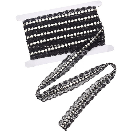 Polyester Lace Rivets Ribbon OCOR-GF0006-09B-1