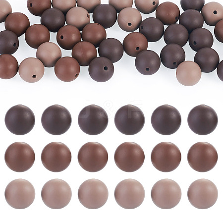 45Pcs 3 Colors Round Silicone Focal Beads SIL-TAD0001-01G-1