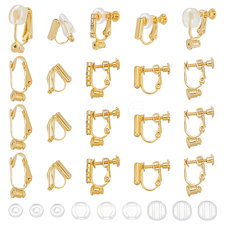 20Pcs 5 Styles Brass Clip-on Earring Findings KK-WR0001-74-1