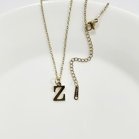 304 Stainless Steel Letter Pendant Necklaces NJEW-WH0027-26Z-G-1
