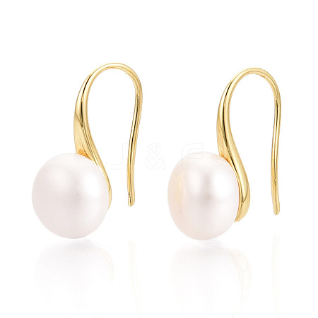 Brass Natural Pearl Dangle Earrings PEAR-N020-08C-01-1