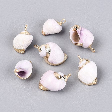 Electroplate Natural Sea Shell Pendants BSHE-Q020-02-1
