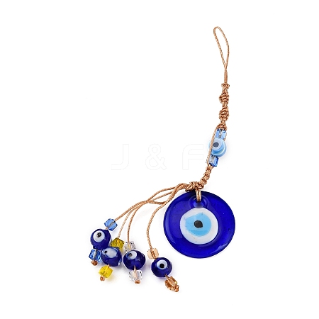 Handmade Glass Evil Eye Pendant Decorations HJEW-WH0043-09-1