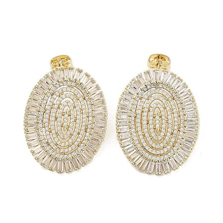 Rack Plating Brass Micro Pave Cubic Zirconia Stud Earring EJEW-C081-40G-1