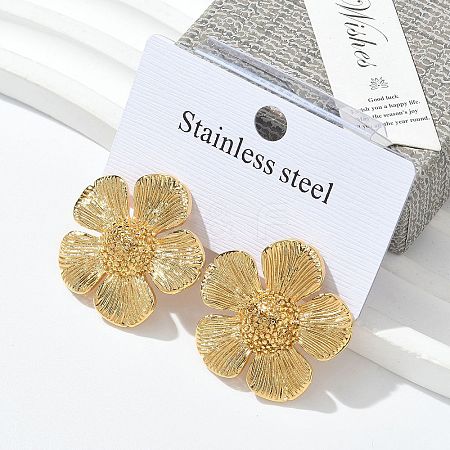 304 Stainless Steel Stud Earrings for Women STAS-Z117-04G-1