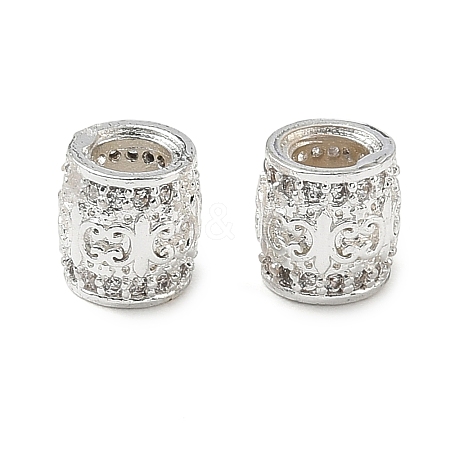 Rack Plating Brass Micro Pave Clear Cubic Zirconia European Beads KK-L215-301S-1