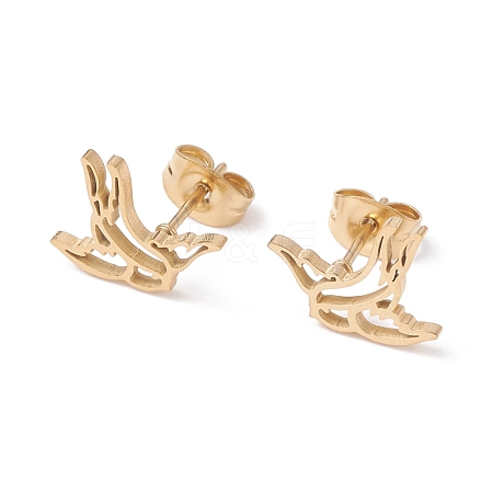 Swallow Shape 304 Stainless Steel Stud Earrings for Women EJEW-Z017-12G-1