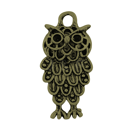 Tibetan Style Alloy Owl Pendant Rhinestone Settings TIBEP-23006-AB-FF-1