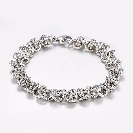 Tarnish Resistant 304 Stainless Steel Byzantine Chain Bracelets BJEW-I238-05P-1