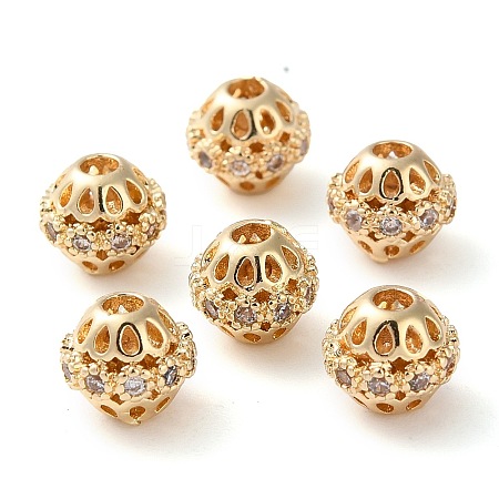 Rack Plating Brass Micro Pave Cubic Zirconia Beads KK-D097-08G-1