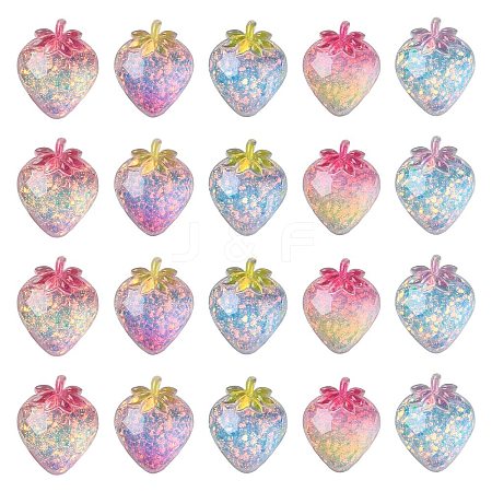 25Pcs 5 Colors Transparent Resin Fruit Decoden Cabochons RESI-CJ0004-16-1