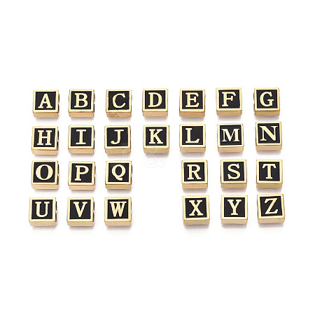 26Pcs 26 Styles 304 Stainless Steel Black Enamel Square Spacer Bars STAS-T073-58G-1