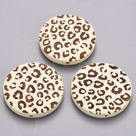Painted Natural Wood Beads X-WOOD-N006-07E-1