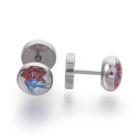 304 Stainless Steel Ear Fake Plugs Gauges EJEW-L207-P04-1