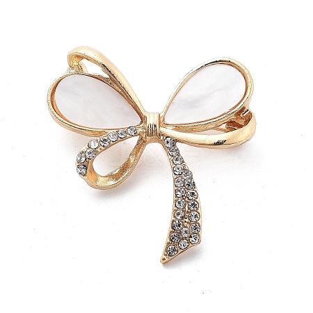 Bowknot Alloy Crystal Rhinestone Brooch JEWB-C037-05G-1