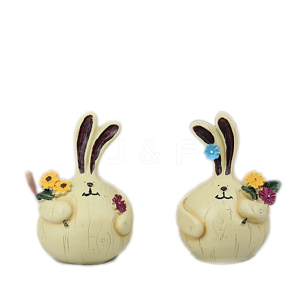 Cute Rabbit Resin Figurines Display Decorations PW-WGFD3F2-01-1