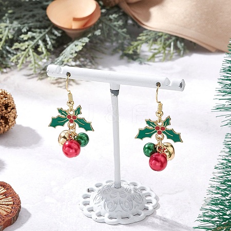 Baking Paint Glass Pearl Dangle Earrings EJEW-TA00665-1