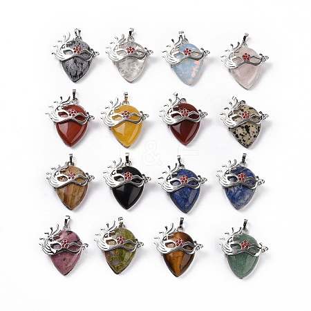 Natural & Synthetic Mixed Gemstone Pendants G-P496-02P-1