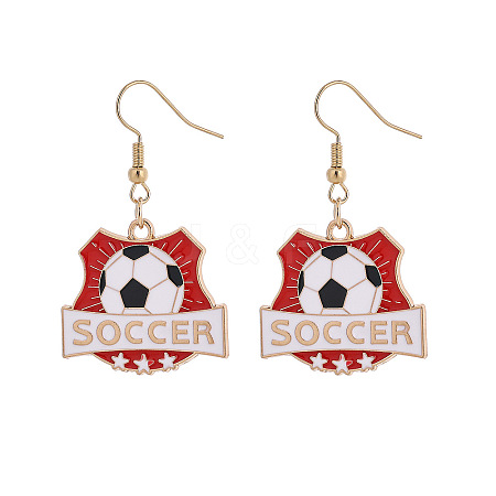 Alloy Enamel Soccer Dangle Earrings for Women WG9D33E-01-1