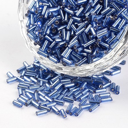 Silver Lined Round Hole Glass Bugle Beads SEED-I001-26-1