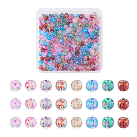 240Pcs 8 Colors Transparent Baking Painted Glass Beads GLAA-TA0001-18-1