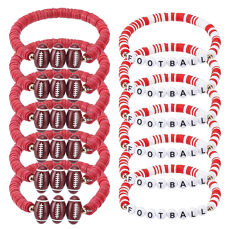 32Pcs 2 Style Handmade Polymer Clay & Acrylic Bead Bracelets BJEW-PH02016-1