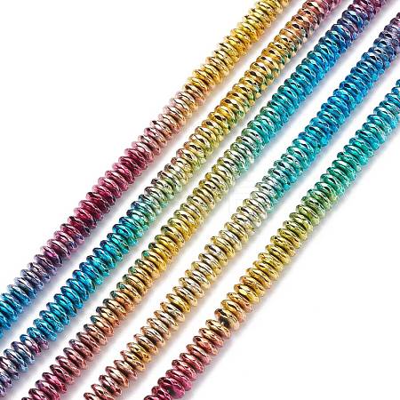 Rainbow Color Electroplate Non-magnetic Synthetic Hematite Beads Strands G-L489-F03-1