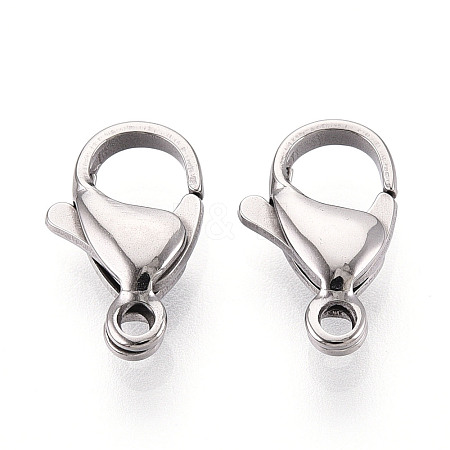 304 Stainless Steel Lobster Claw Clasps STAS-T065-13mm-34P-1