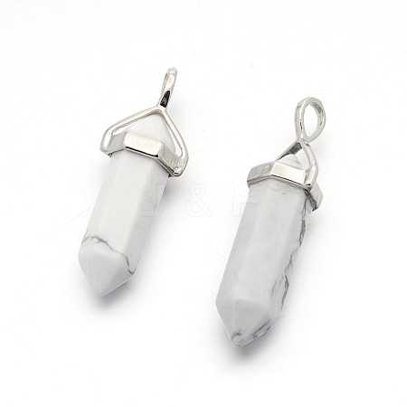 Natural Howlite Bullet Double Terminated Pointed Pendants G-F171-14-1