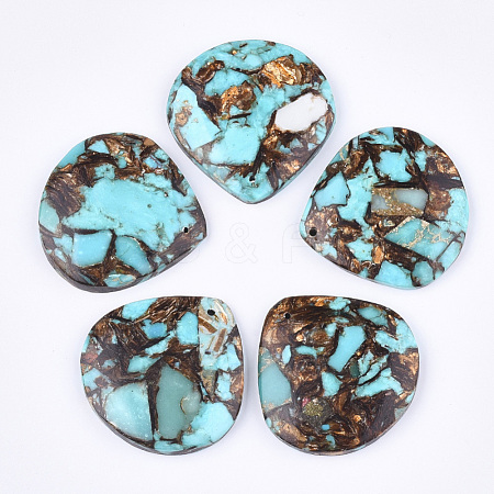 Assembled Natural Bronzite and Synthetic Turquoise Pendants G-S329-046-1