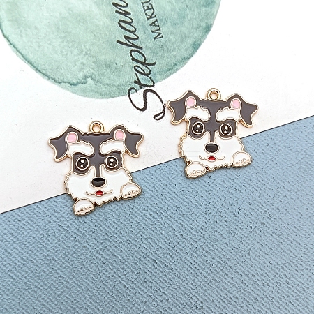 Alloy Enamel Puppy Pendants PW-WG22495-03-1